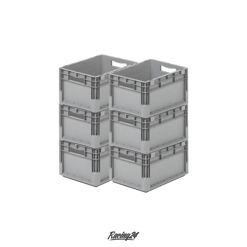 6er Set SSI Schäfer Kunststoff Eurobox Stapelbox Eurobehälter Stapelbehälter 400x300x220 grau
