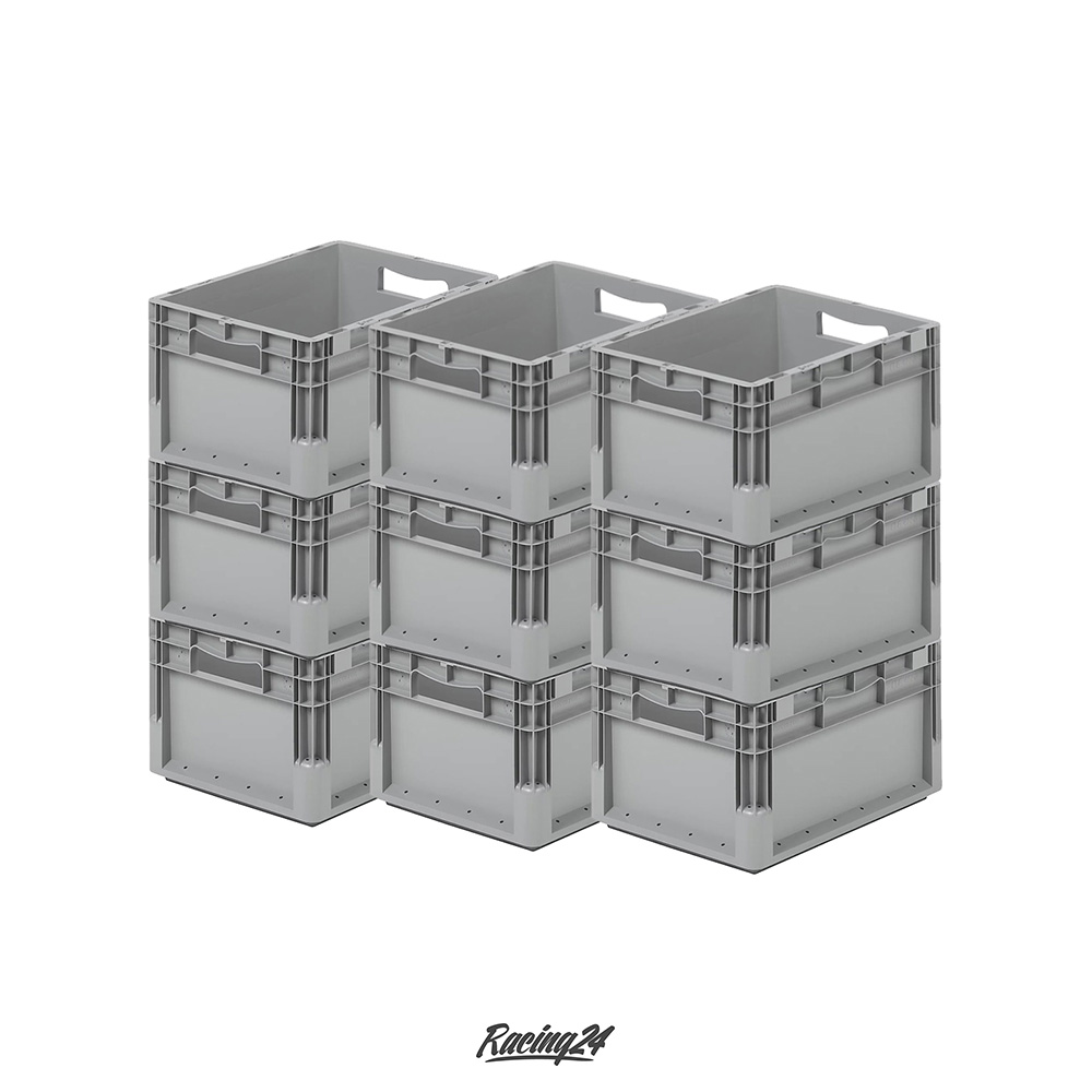 9er Set SSI Schäfer Kunststoff Eurobox Stapelbox Eurobehälter Stapelbehälter 400x300x220 grau